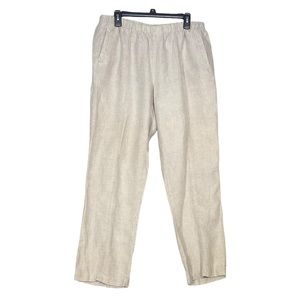 Chico’s Pull-on Pants 100% Linen Elastic Waist Khaki Tan Size 2 (L/12)